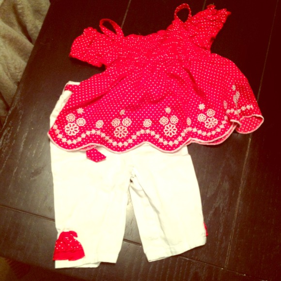 Adorable toddler girl 18 mo outfit red & white