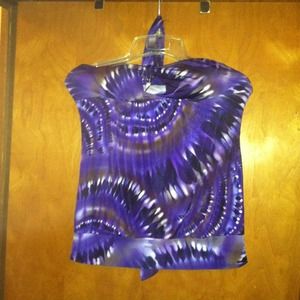 Purple metallic strapless/halter top