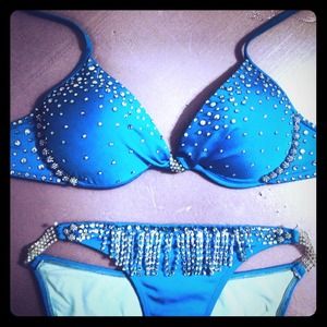 Custom stoned Lady M pageant swimwear
