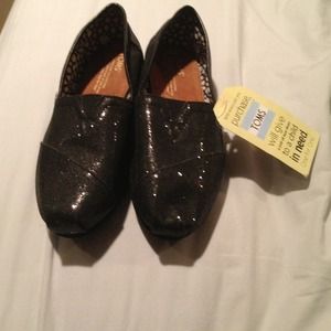NEW Women's Black Glitter Classic TOMS Size 7.5