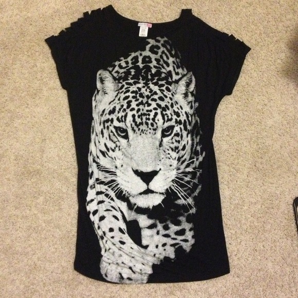 Short black dress size small with white leopard