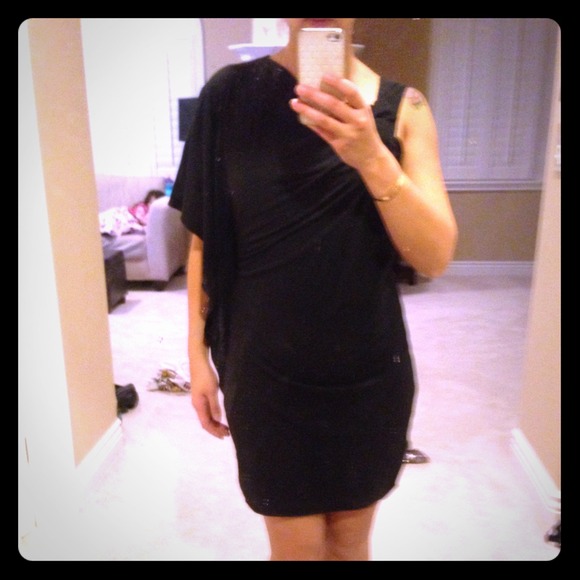 Max studio LBD with one arm dolman sleeve