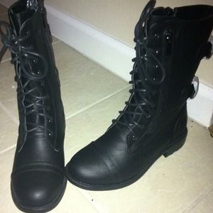 Black combat boots