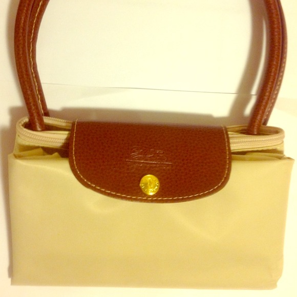 Longchamp inspired cream color bag