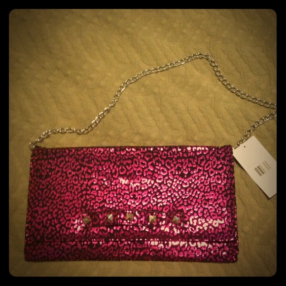 **SOLD**Betsy Johnson large pyramid safari clutch