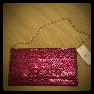 **SOLD**Betsy Johnson large pyramid safari clutch