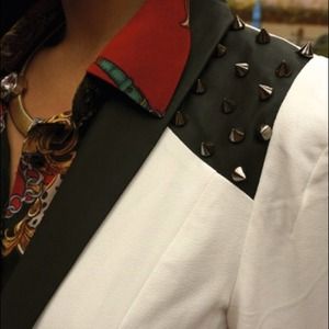 REDUCED White Blazer with Studded Shoulder.