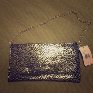 **SOLD**Betsey Johnson gold pyramid safari clutch