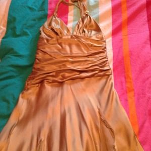 Gold Silk halter top dress