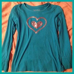 Blue child shirt with sequin heart! SOLD