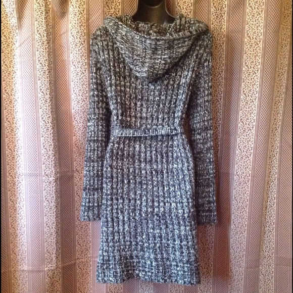 Mandee black/white marled knit hooded sweater coat - Picture 2 of 3