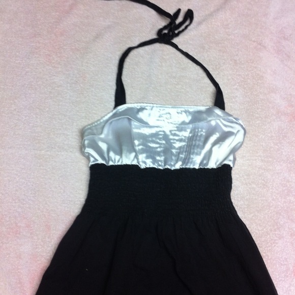 Black and white halter dress
