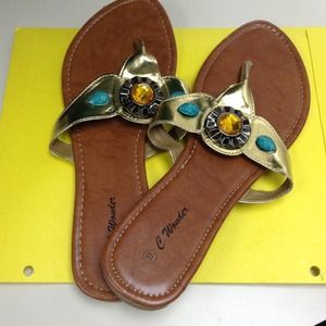 Gorgeous embellished gold sandals