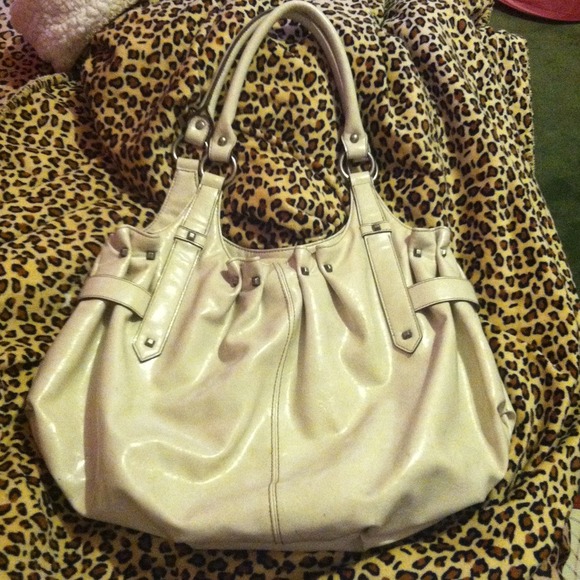 White leather handbag