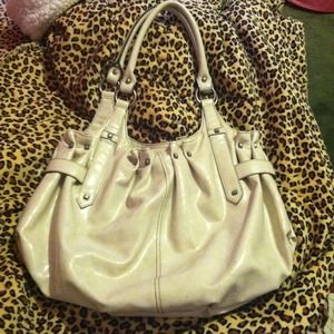 White leather handbag