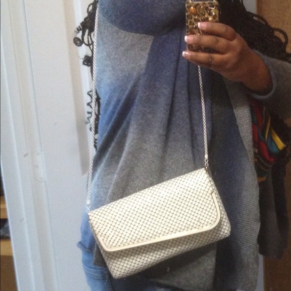 Vintage White Metal Mesh Clutch Handbag - Picture 3 of 4