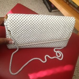 Vintage White Metal Mesh Clutch Handbag