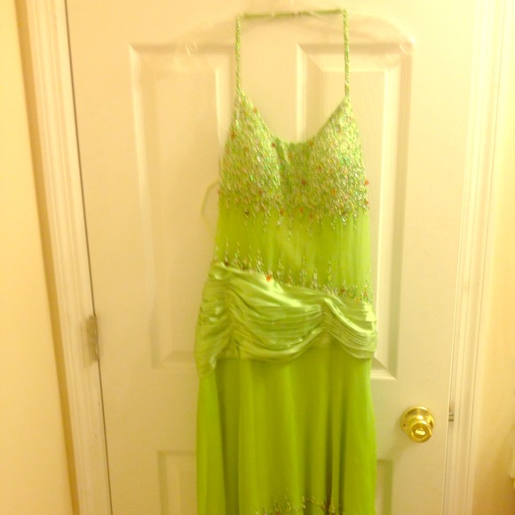 Lime Green High-low Prom Dress S:10