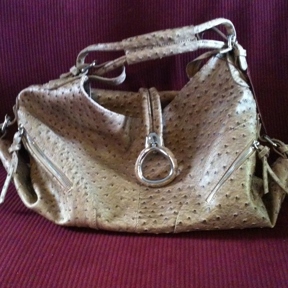 SOLD!!!!! Tan ostrich leather hobo bag