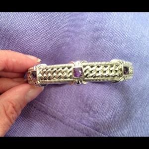 Reserved !  Judith Ripka Amethyst .925 hinged cuff