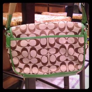 Tan, Brown and Green Coach Purse