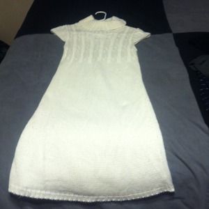 White knee length sweater dress