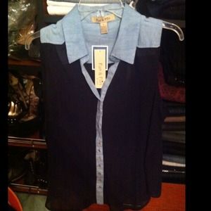 ❌SOLD❌New Jean and Black Sheer Top