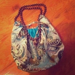 SOLD in bundleTurquoise & brown Hobo bag w/paisley