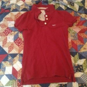 Hollister Red Collard Shirt
