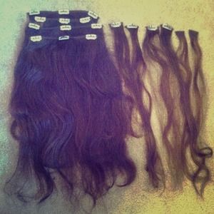 Dark Brown Human hair Clip on Extensions