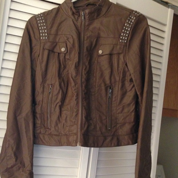 Xhilaration brown studded  leather jacket - Picture 3 of 4