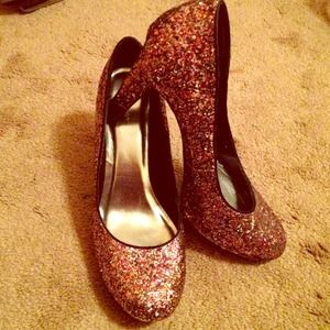 Size 11 multi colored glitter pumps