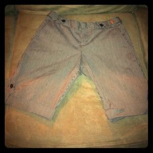 Grey and Blank Pinstripe Bermuda Capri