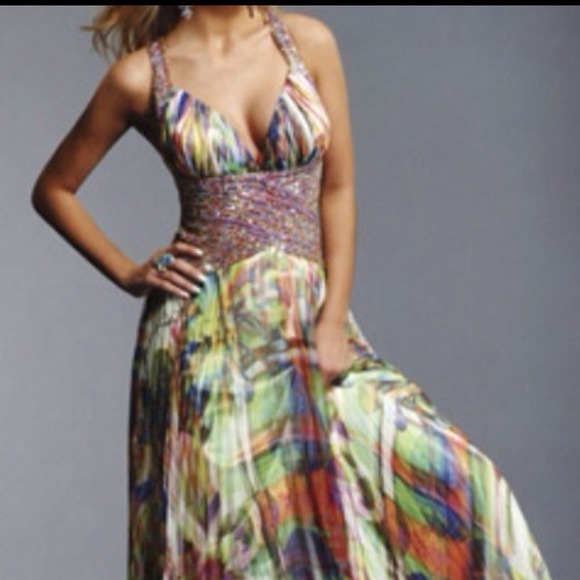 Jovani Open Back Sequin Dress Gown Size 4