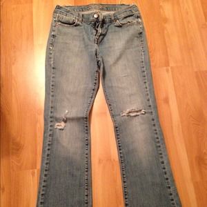 Perfectly worn in kick around jeans