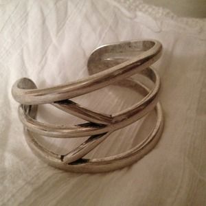 Silver Peace sign cuff bracelet