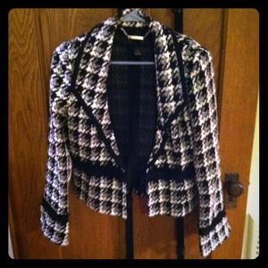 HOLD  White|Black Houndstooth Blazer