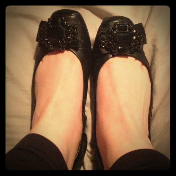 Dressy black slip on flats.