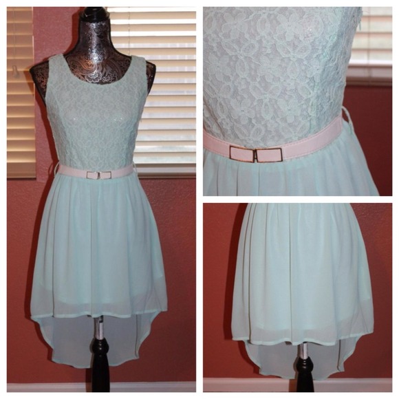 Mint high low dress