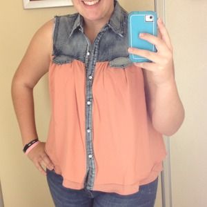 denim and chiffon tank