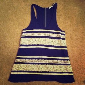 Navy Blue razor back, lace, tank!