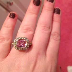 Gold JUICY adjustable size pink stone ring