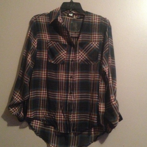 SOLD! Flannel type shirt but sheer material.
