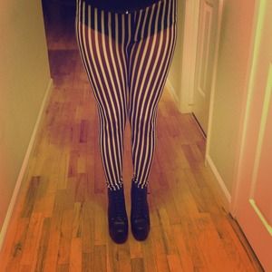 ⛔SOLD Striped sheer/mesh leggings