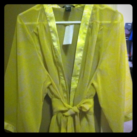 H&M neon yellow sheer cover up