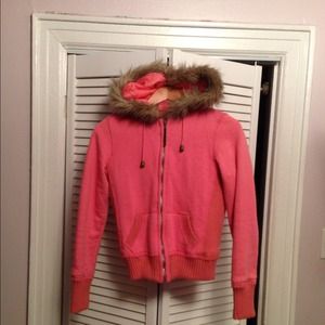 **Hot pink fur hoody**