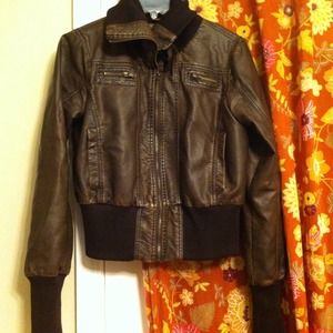 Distressed faux leather jacket