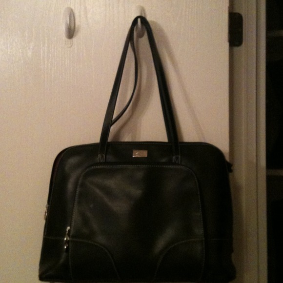 Black with pink liner computer bag.