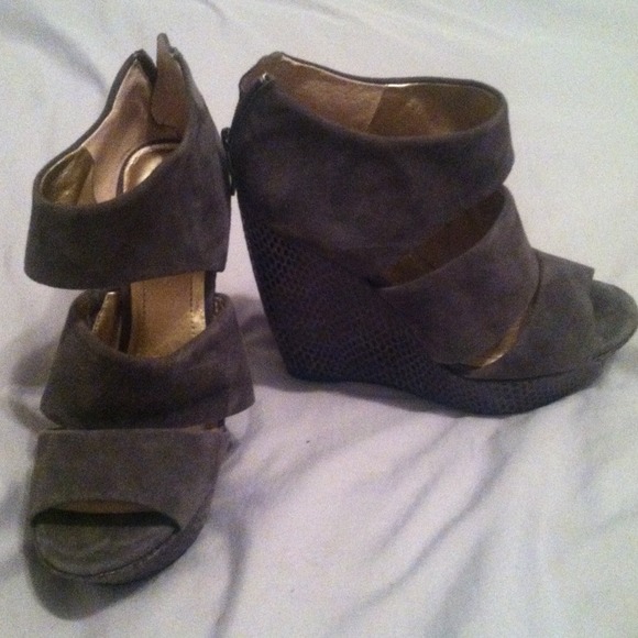 BCBG gray platforms.