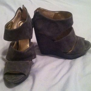 BCBG gray platforms.